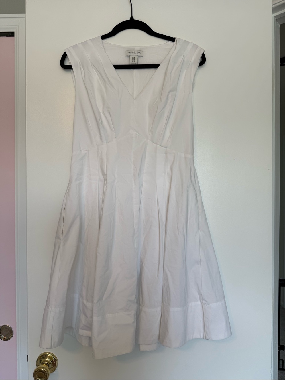 Rachel Zoe White V-Neck Fit-and-Flare Dress